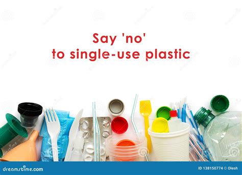 White Single Use Plastic And Other Plastic Items On A Yellow Background