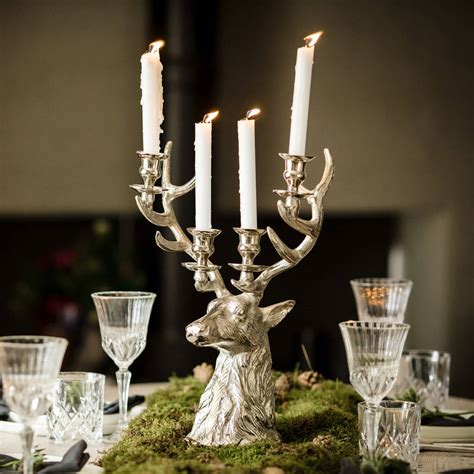 Large Stag Pillar Candle Holder By Marquis And Dawe