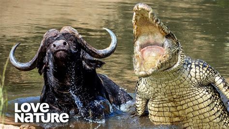 Nile Crocodile Sneaks Up On Unsuspecting Buffalo Love Nature Youtube