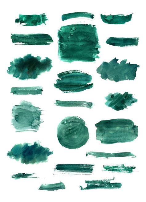 Emerald Green Watercolor Background And Brush Strokes Png By