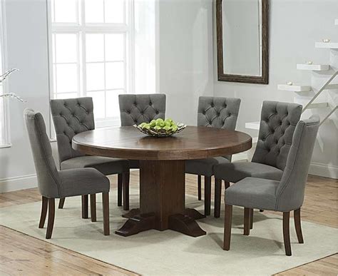 Torino 150cm Dark Solid Oak Round Pedestal Dining Table With Anais