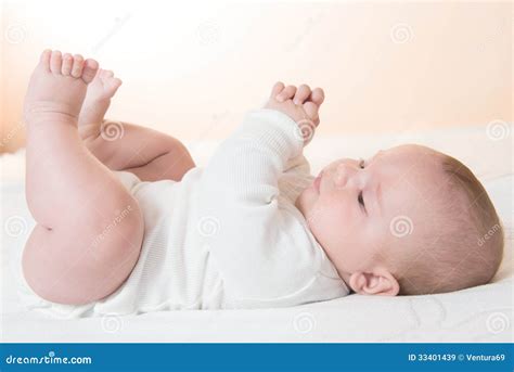 Little Baby Lying On His Back Royalty Free Stock Images Image 33401439