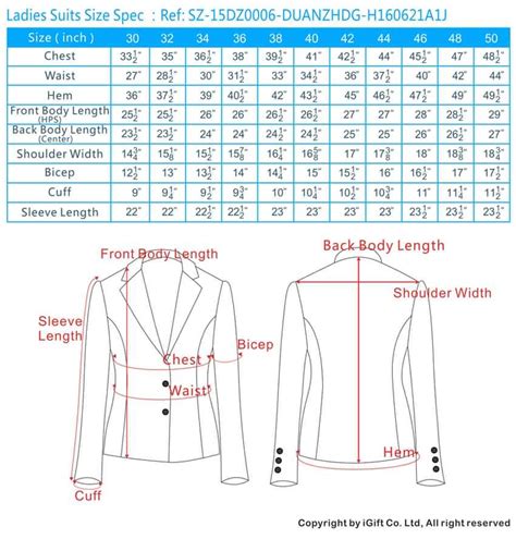 Blazer Size Chart Mens Blazer Jacket Size Chart Ladies Blazer Size