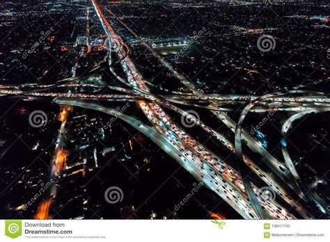 Aerial View Of A Massive Highway In Los Angeles Stock Image Image Of