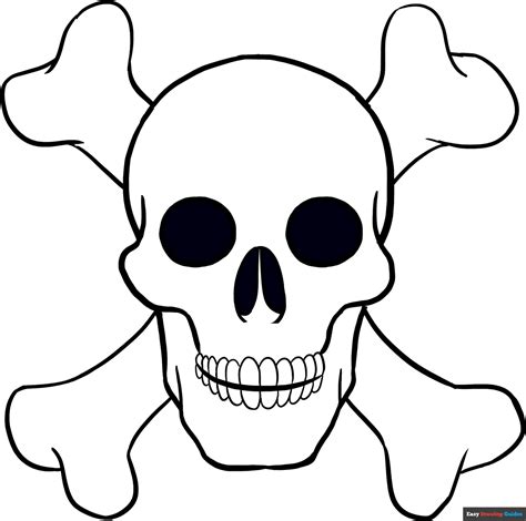 How To Draw A Skull And Crossbones Step By Step Tutorial Easy