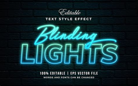 Premium Vector Blinding Lights Neon Editable Text Effect
