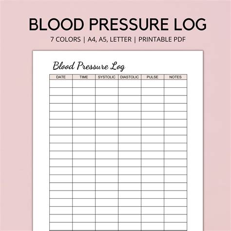 Blood Pressure Log Printable Blood Pressure Tracker Bp Etsy Norway