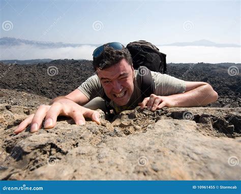 Man Climbing A Mountain Stock Image Image Of Adventure 10961455