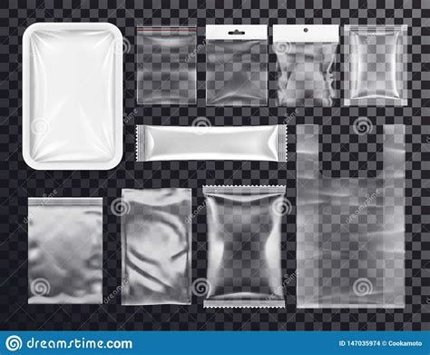 realistic plastic pocket bag mockup zipped bag stock vector illustration  bagged clear