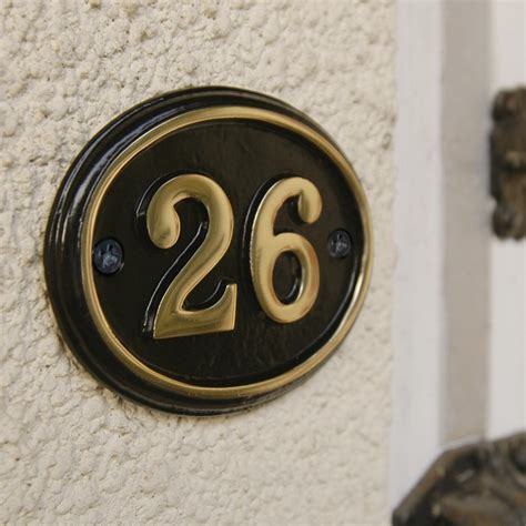 Polished Brass And Black Oval House Number Sign Black Country Metalworks