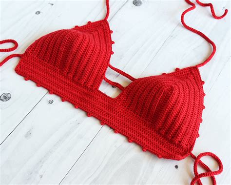 34b red crochet bikini top crochet bathing suit top red etsy