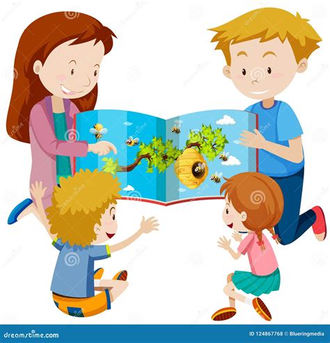 Parents El Libro De Lectura A Los Niños Ilustración Del Vector