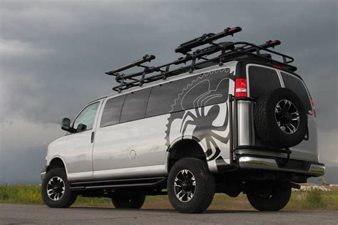 Customized Gm 4x4 Van With Aluminess Roof Rack And Tire Carrier