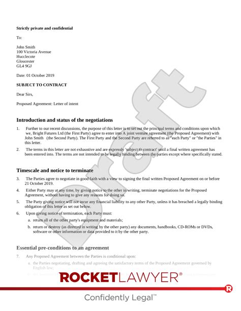 free letter of intent template and faqs rocket lawyer uk