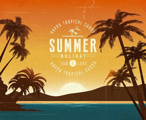 Retro Tropical Summer Vector Poster Vector Art And Graphics