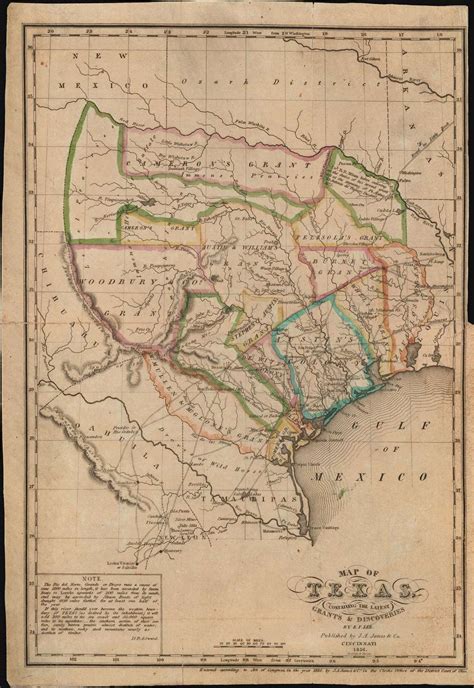 Map Of Texas Containing The Latest Grants And Discoveries By E F Lee