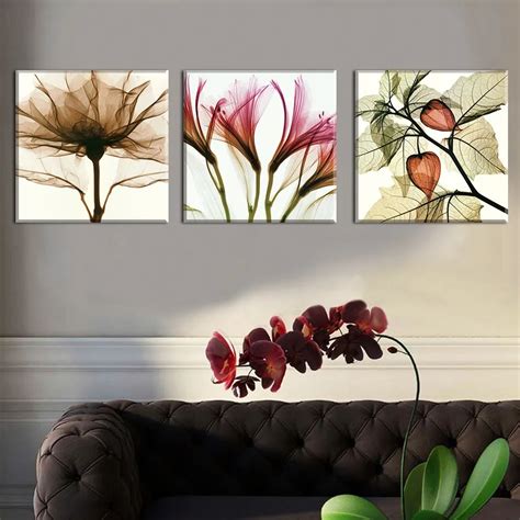 3 Panel Abstract Flower Modern Print Frameless Canvas Art Oil Painting