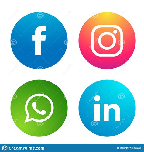 Set Of Popular Social Media Logos Icons Instagram Facebook Whatsapp