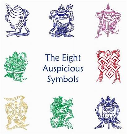 Auspicious Symbols Eight Vector Graphic Buddhist Clipart