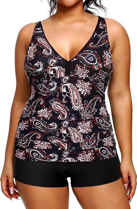 Yonique Plus Size Tankini Swimsuits For Women With Shorts Tummy Control