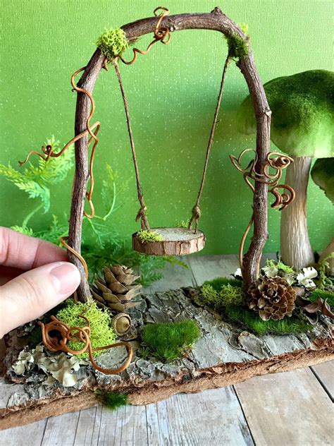 Fairy Garden Swing Fairy Dollhouse Miniatures Woodland Fairy Swing Fairy Garden Diy Fairy