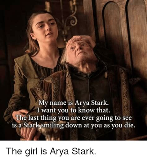 My Name Is Arya Stark I Want You To Know That The Last Thing You Are