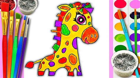 Cute Baby Animals Coloring Page Giraffe For Kids To Learn
