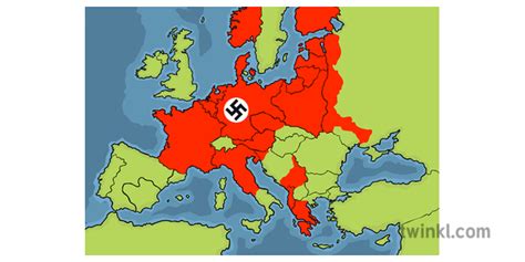 Map Of Nazi Occupied Europe Ks1 Wwii Illustration Twinkl