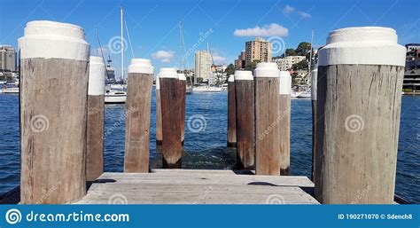 Wooden Piers At The End Of A Jetty On Sydney Harbour Stock Photo