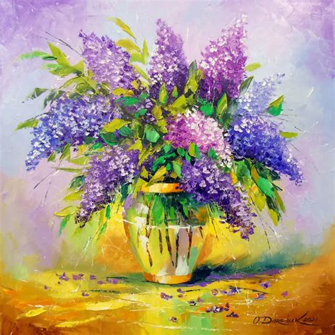 Bouquet Of Lilac In A Vase By Olha Darchuk 2021 Painting Oil On