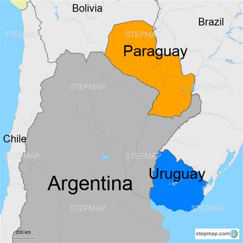 Stepmap Paraguay And Uruguay Landkarte Für Paraguay