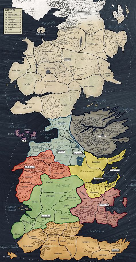 Westeros Map By House Gameofthrones Westeros Houses Map Mapa De