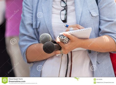 Journalist News Conference Stock Photo Image Of Media Hand 63745606