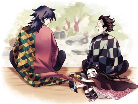 Two Anime Characters Sitting On The Ground