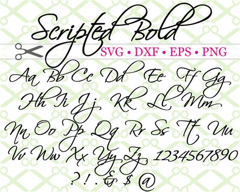 Scripted Bold Svg Font Cricut And Silhouette Files Svg Dxf Eps Png