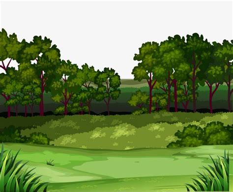 Green Forest White Transparent Vector Cartoon Green Forest Material