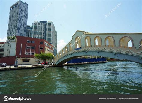 Melaka Malaysia August 2023 Shore Building Blue Sky Melaka City Stock