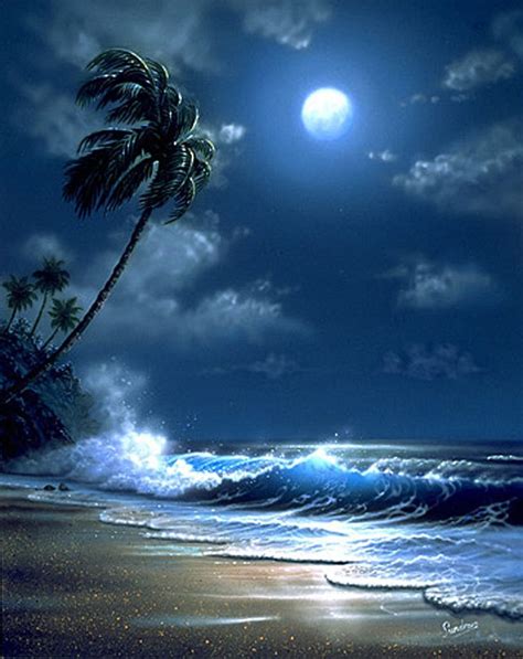 1920x1080px 1080p Free Download Tropical Moonlight Art Print Nature