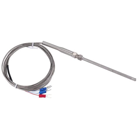 Steel Temperature Probe Pt100 Rtd Sensor Cable 2m 98 Mm 3 Wires 50
