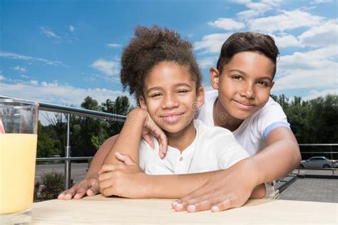 Adorable African American Kids Embracing Stock Photo Image Of Lovely