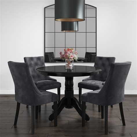 Use our handy filters to view folding dining tables. Small Round Dining Table in Black with 4 Velvet Chairs in ...