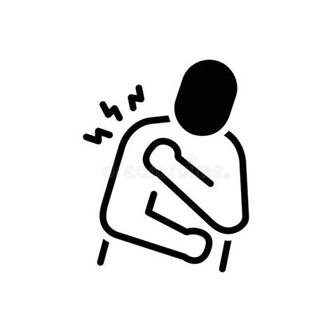 Black Solid Icon For Acute Pain And Shoulder Stock Illustration