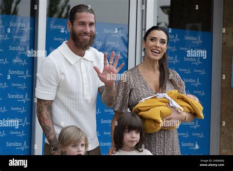 Real Madrid Player Sergio Ramos And His Wife Pilar Rubio Present Their