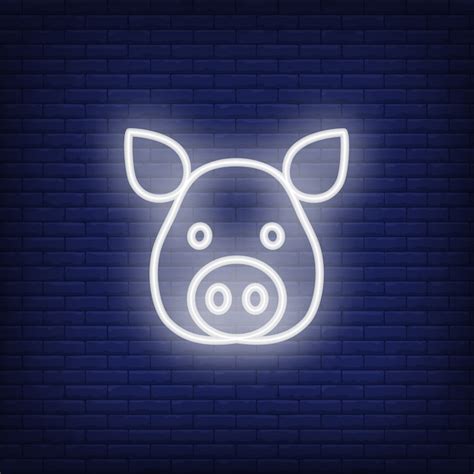 Neon Icon Of Pig Head Free Vector