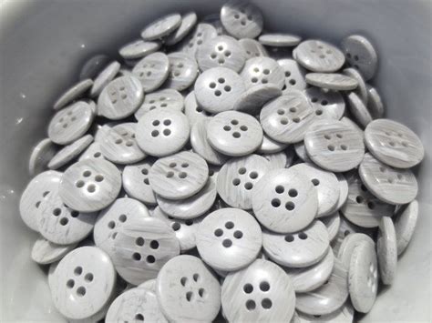 12 Grey Buttons 13mm 4 Hole 24 Pieces Gray Plastic Small Set By