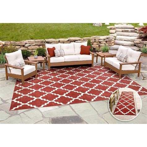 Easy Living Indooroutdoor Area Rug And Runner Set Tunnis Red In 2020