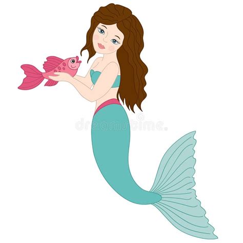 Vector Mermaid With Fish Mermaid Clipart Stock Vector Illustration