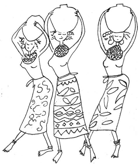 Desenho de Mulheres africanas étnicas para colorir Tudodesenhos