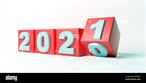 2021 New Year Change Turn 2021 Start 2020 End Red Cubes Isolated
