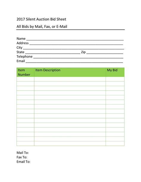 20 Bid Sheet Template Excel Sample Templates Sample Templates